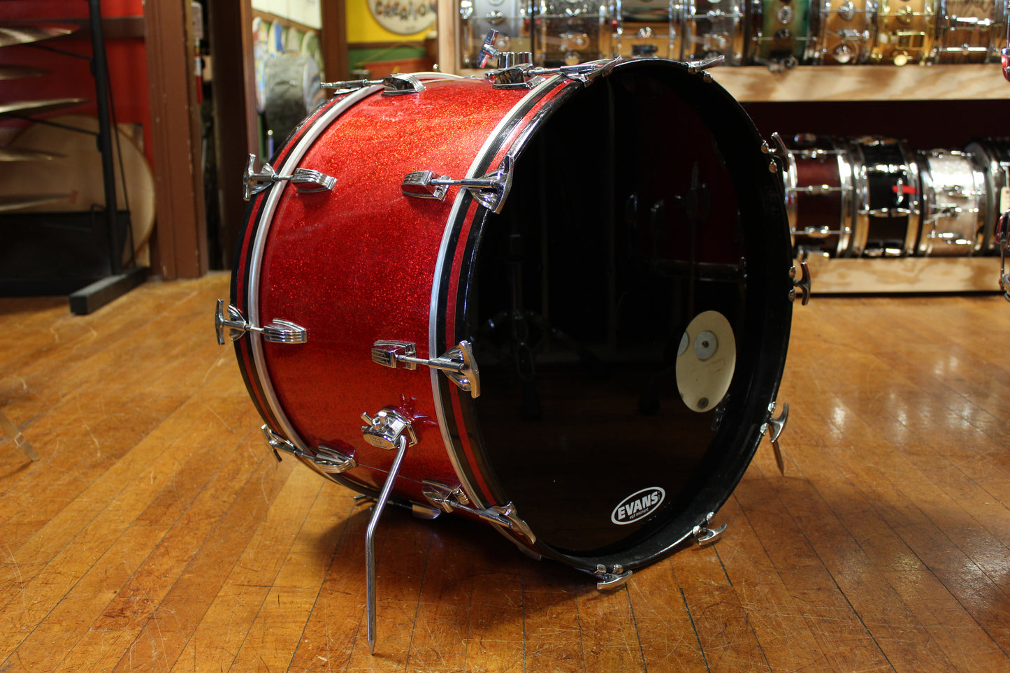 1960s Ludwig Super Classic Outfit in Red Sparkling Pearl 14x22 9x13 16x16