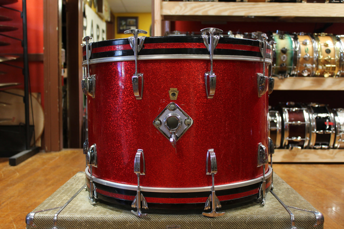 1960s Ludwig Super Classic Outfit in Red Sparkling Pearl 14x22 9x13 16x16