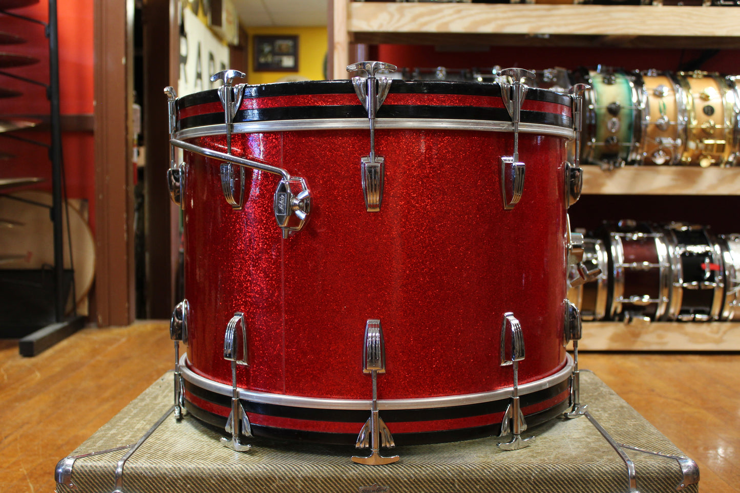 1960s Ludwig Super Classic Outfit in Red Sparkling Pearl 14x22 9x13 16x16