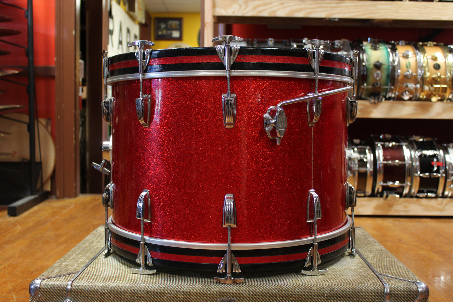 1960s Ludwig Super Classic Outfit in Red Sparkling Pearl 14x22 9x13 16x16