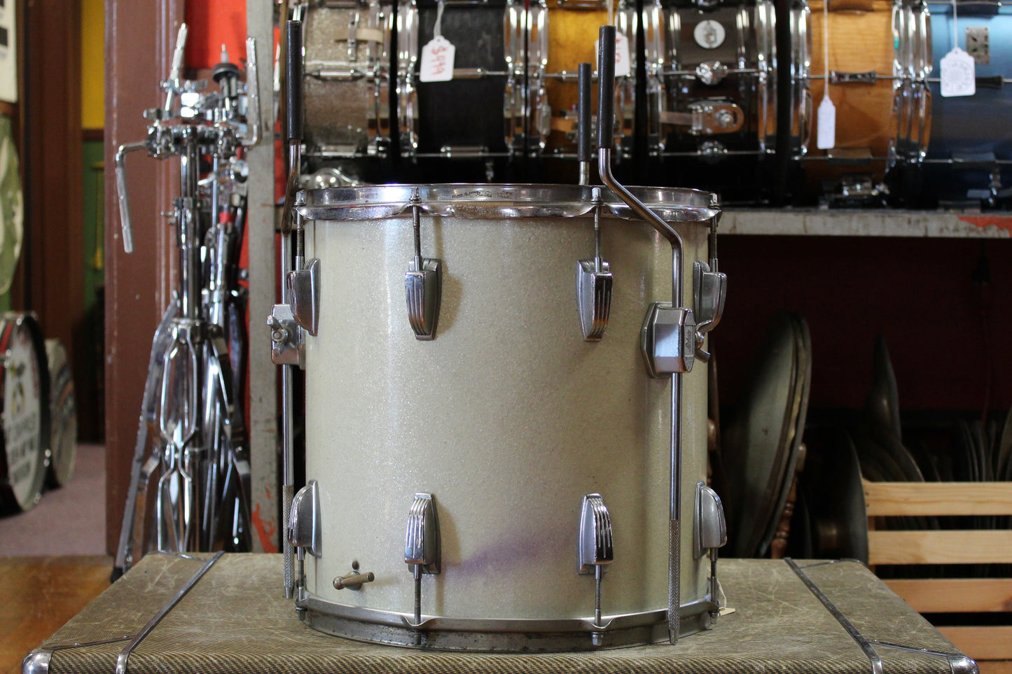 1960's Ludwig 14x14 Floor Tom in Silver Sparkle