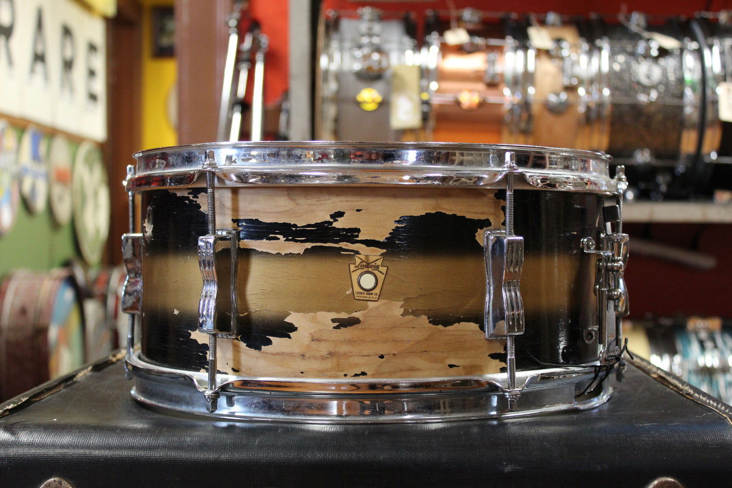 1962 Ludwig Pioneer 6.5x14 Snare Drum in Black & Gold Duco