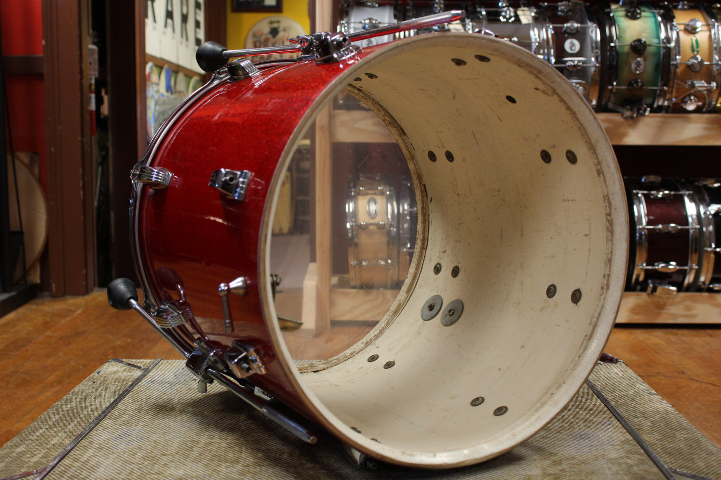1960s Ludwig Super Classic Outfit in Red Sparkling Pearl 14x22 9x13 16x16