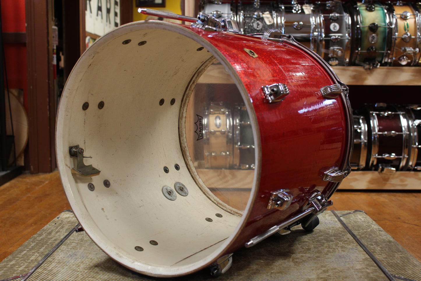 1960s Ludwig Super Classic Outfit in Red Sparkling Pearl 14x22 9x13 16x16