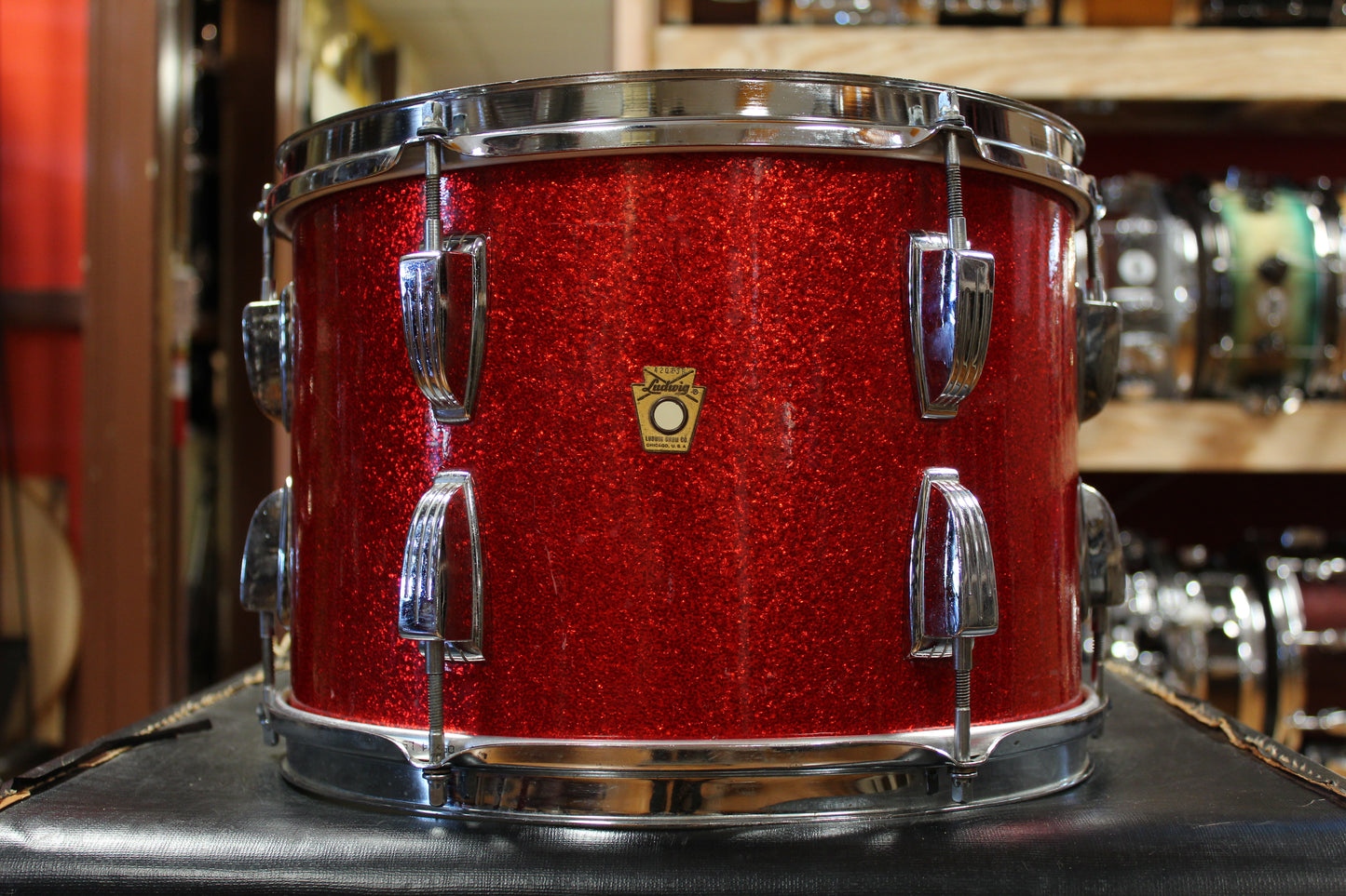 1960s Ludwig Super Classic Outfit in Red Sparkling Pearl 14x22 9x13 16x16