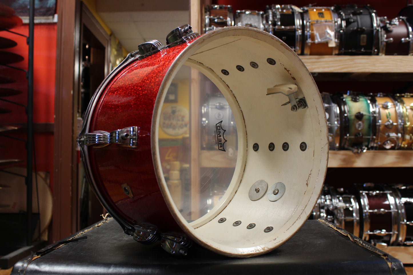 1960s Ludwig Super Classic Outfit in Red Sparkling Pearl 14x22 9x13 16x16