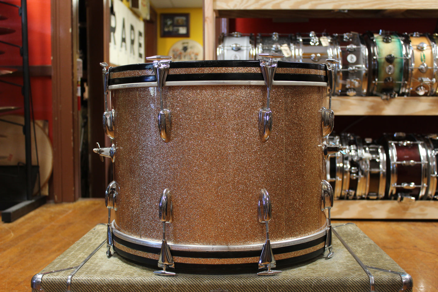 1966 Slingerland Modern Jazz Outfit in Sparkling Champagne Pearl 14x20 8x12 14x14