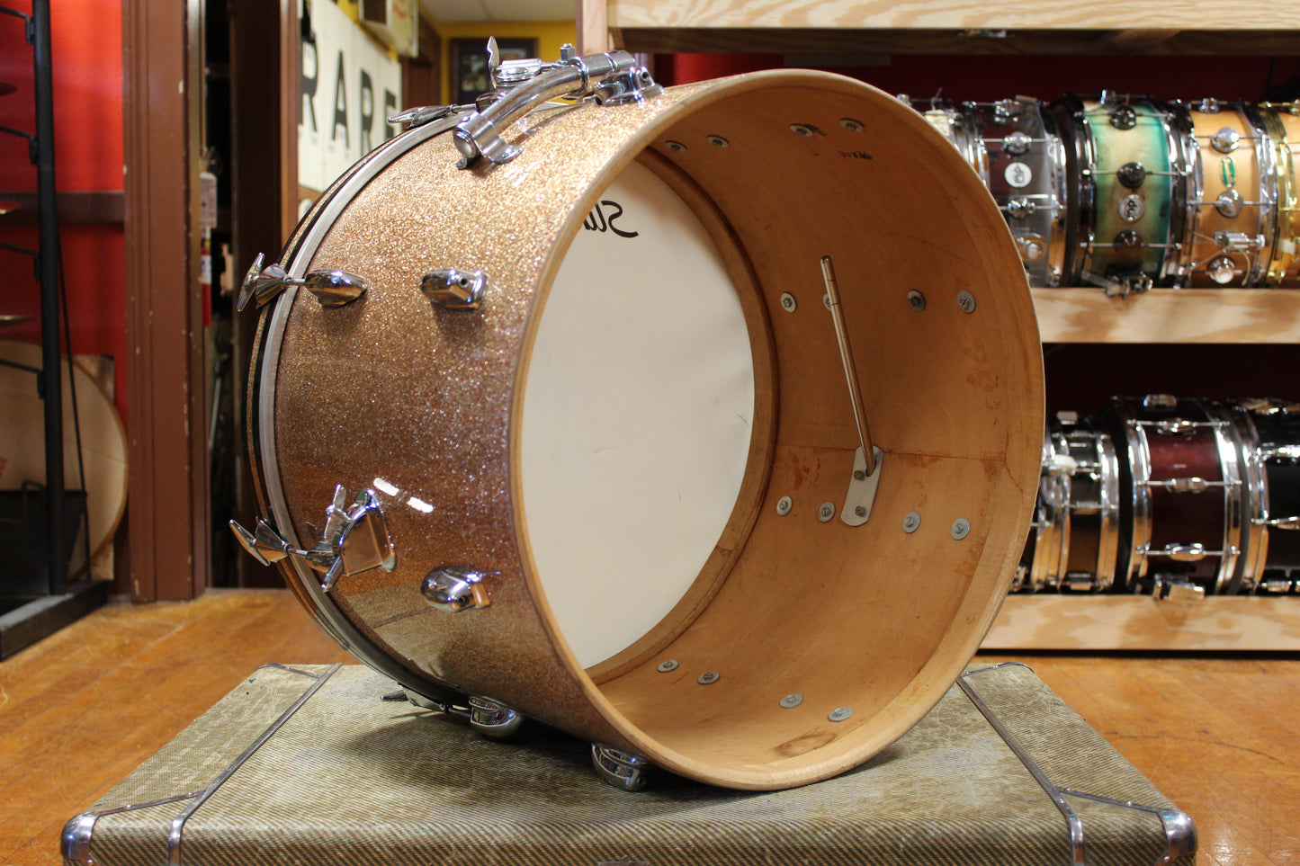 1966 Slingerland Modern Jazz Outfit in Sparkling Champagne Pearl 14x20 8x12 14x14