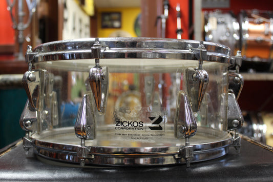 1970s Zickos Acrylic Snare Drum 6.5"x14"