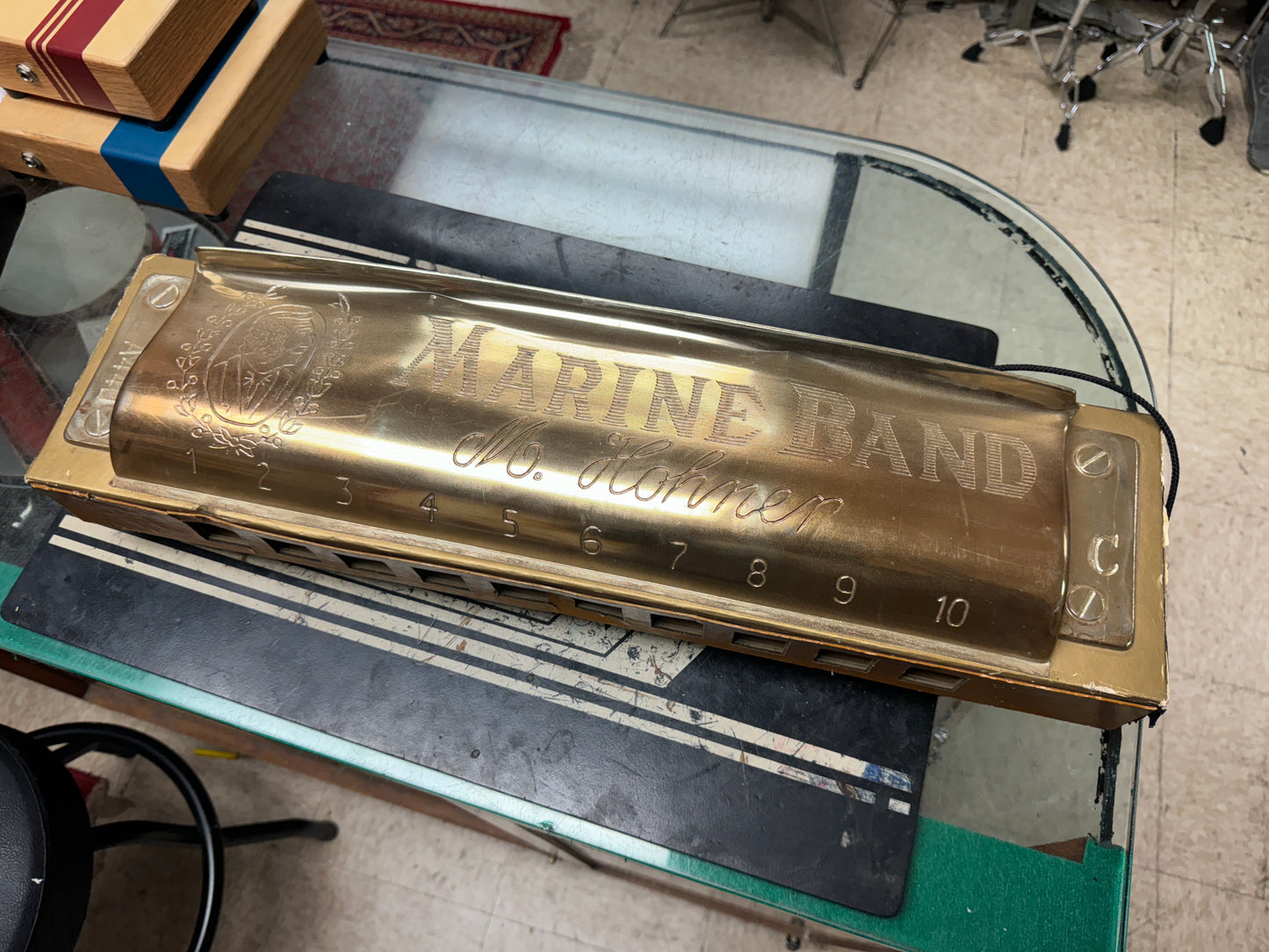 Vintage Hohner Marine Band Harmonica Display