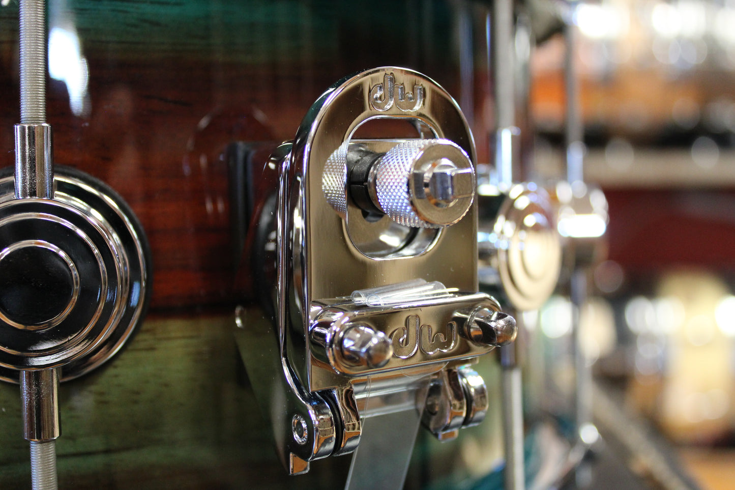 DW Collector's Series SonicPly Snare Drum 7"x14" Natural to Quick Royal Blue Burst over Horizontal Padauk