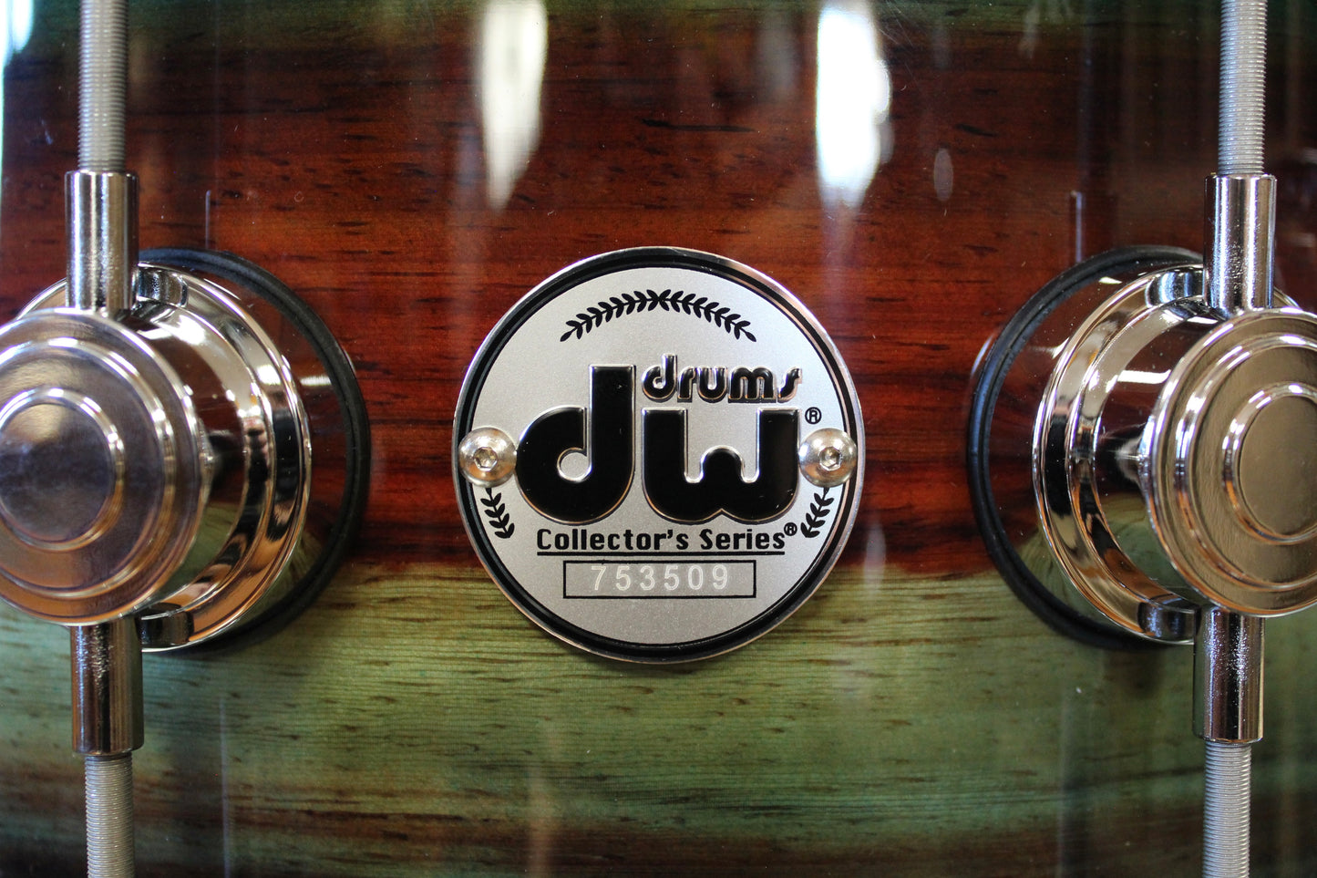 DW Collector's Series SonicPly Snare Drum 7"x14" Natural to Quick Royal Blue Burst over Horizontal Padauk