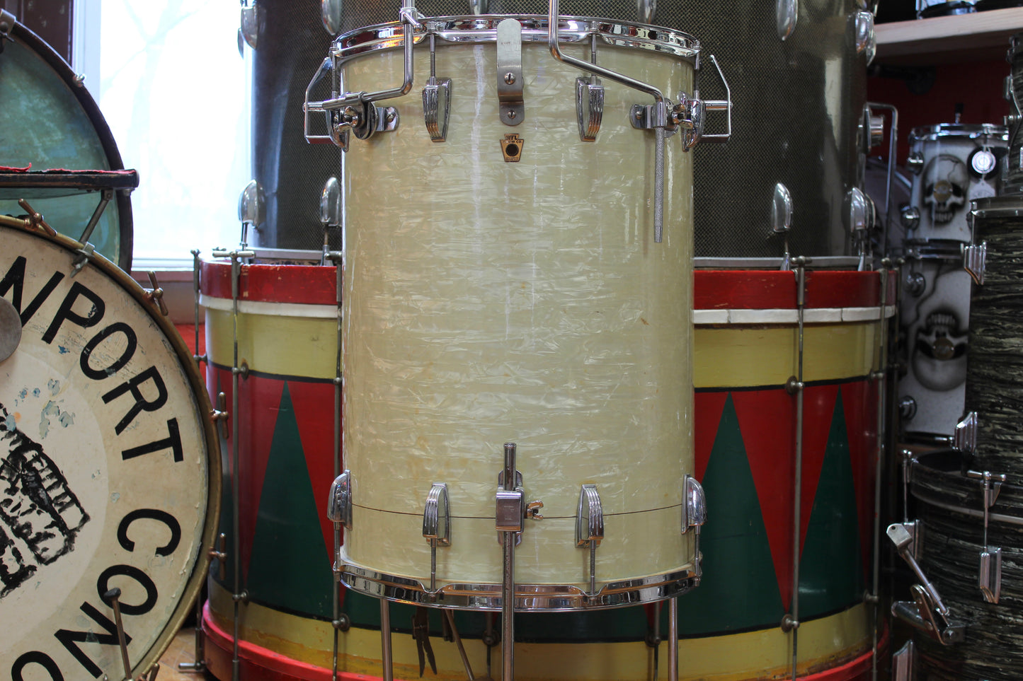 1950's WFL Cocktail Drum Set in White Marine Pearl 24x16 5.5x14 6x10.5