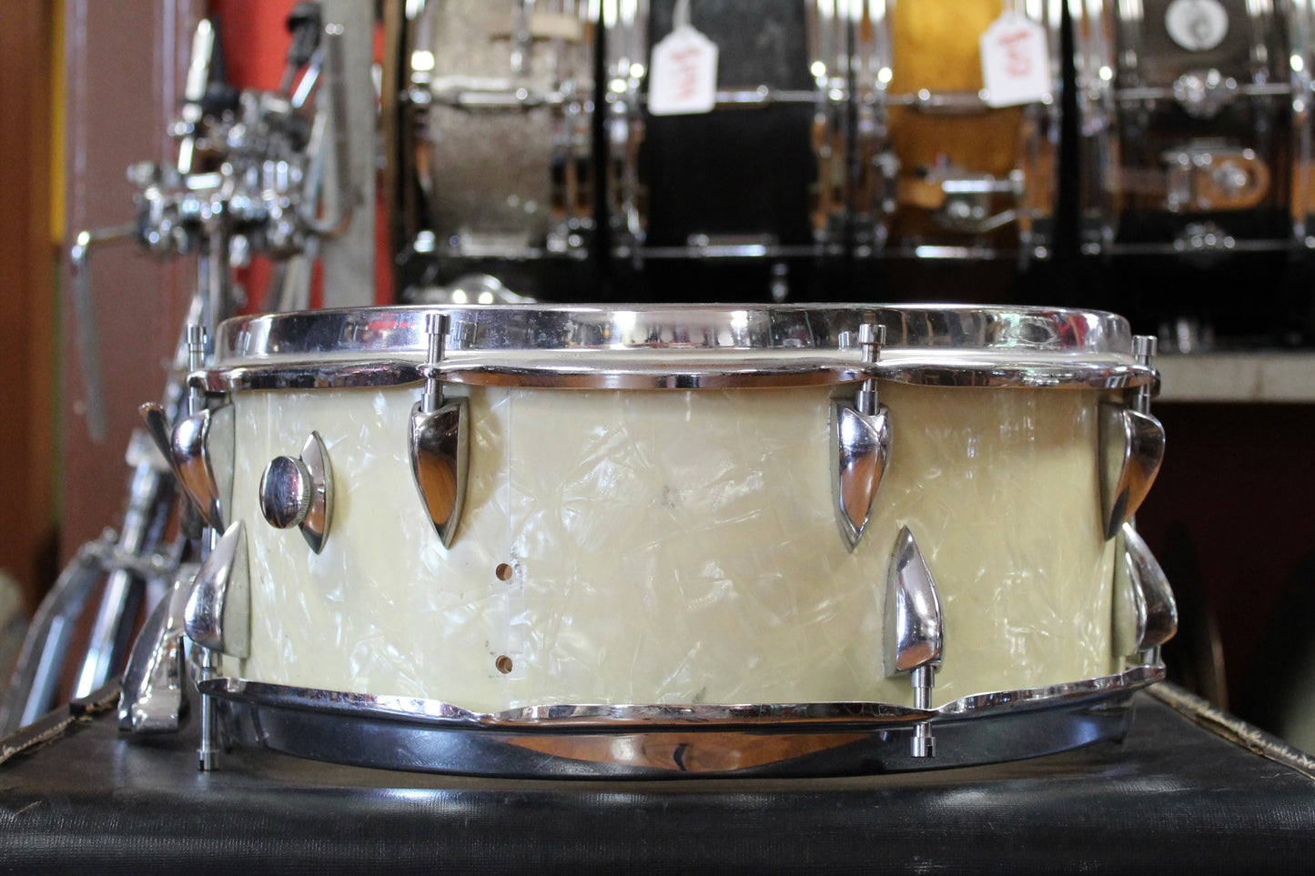 1950's Sonor 6x14 Snare Drum in White Marine Pearl