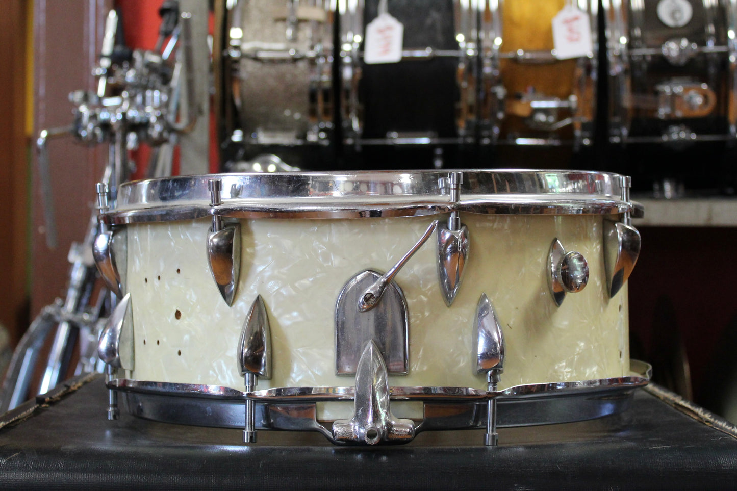 1950's Sonor 6x14 Snare Drum in White Marine Pearl