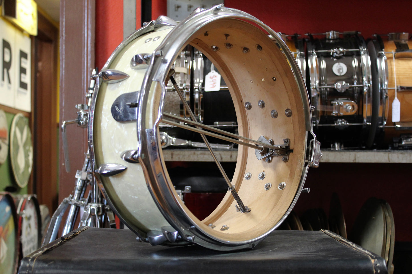 1950's Sonor 6x14 Snare Drum in White Marine Pearl