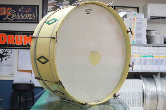 1936 Leedy 8"x24" Single Tension Bass Drum in White Lacquer Full Dress