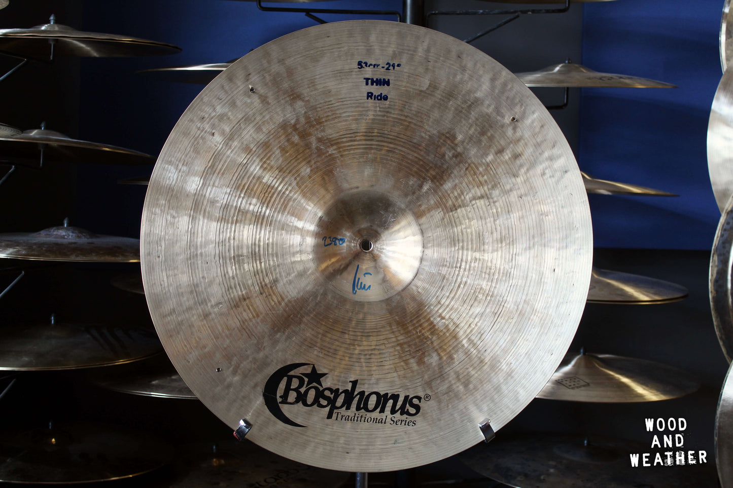 Used Bosphorus 21" Traditional Series Thin Ride Cymbal w/ Rivets 2380g