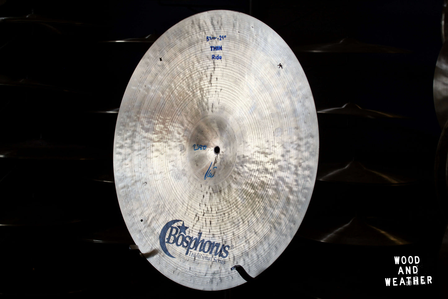 Used Bosphorus 21" Traditional Series Thin Ride Cymbal w/ Rivets 2380g