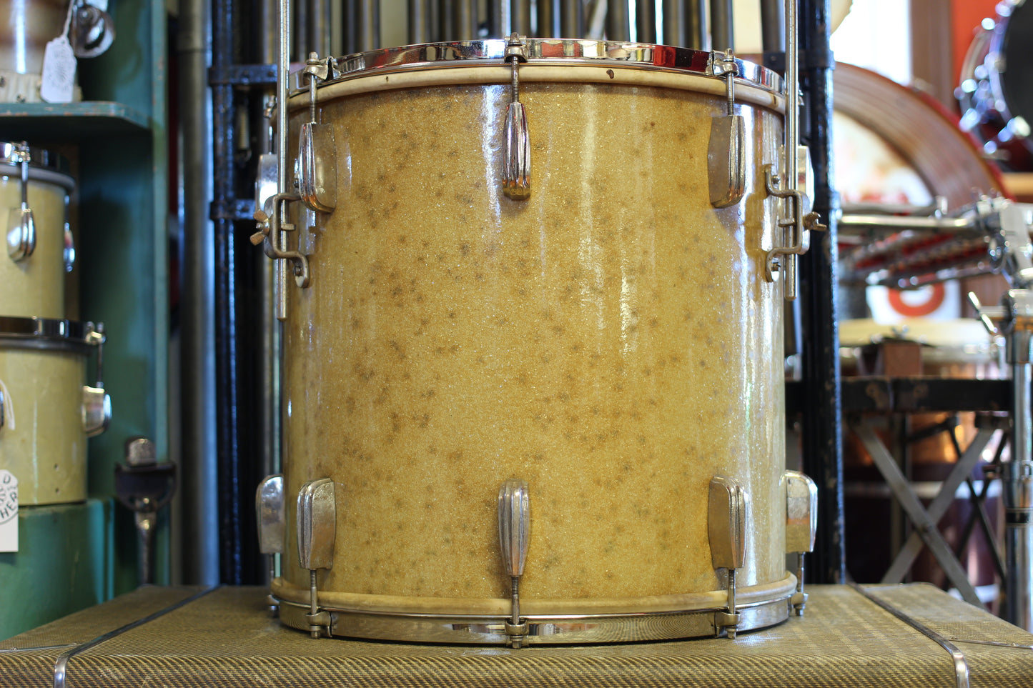 1940's Slingerland Radioking 'Buddy Schutz' Sparkling Silver Pearl 14x24 16x16 9x13 7x14