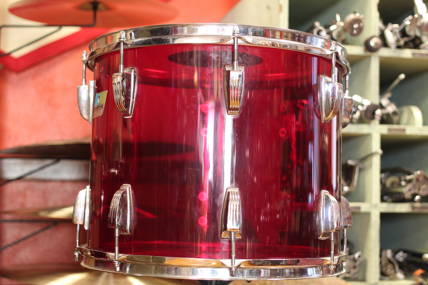 1970's Ludwig Vistalite 14x26 16x16 12x15 in Red Acrylic