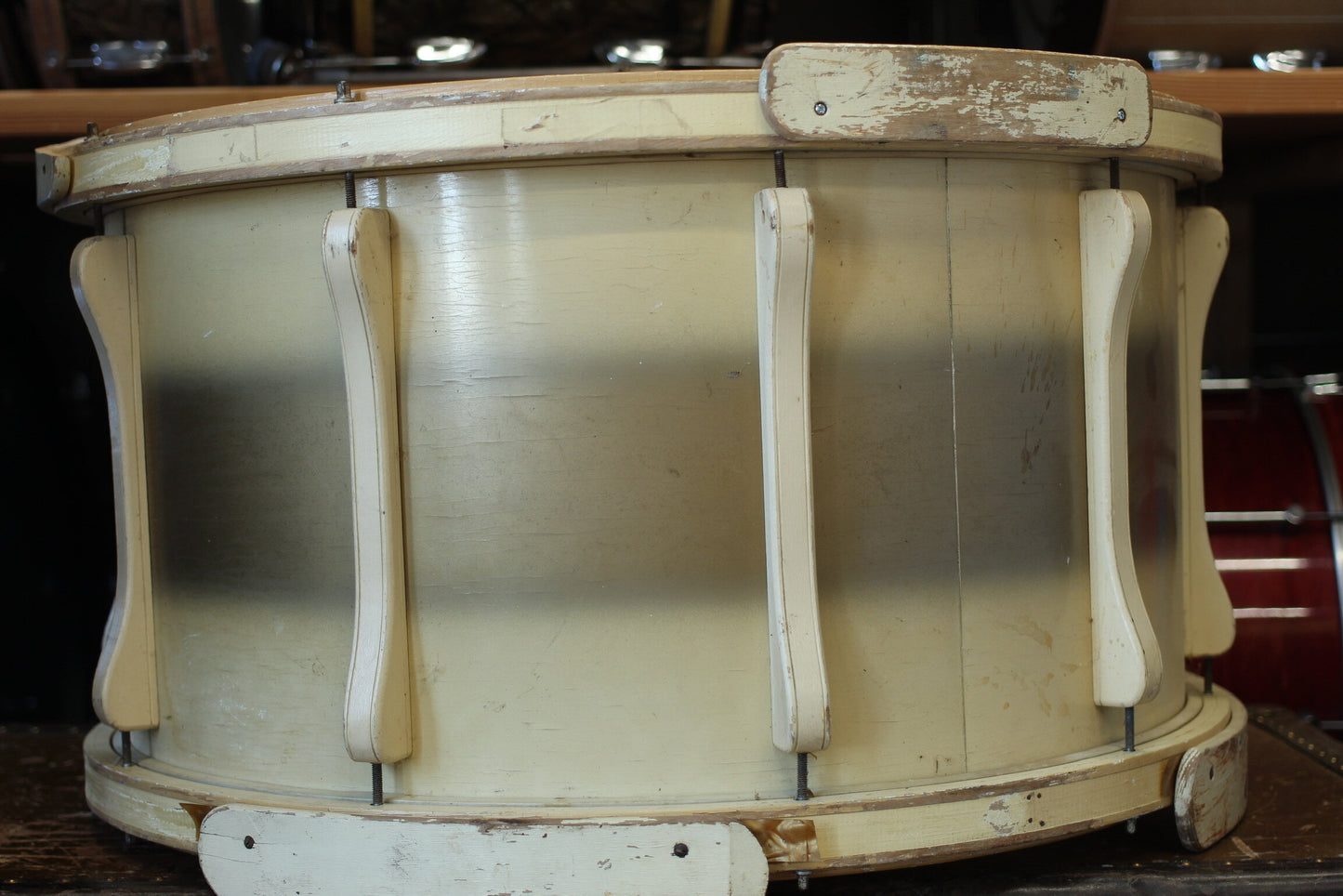 1940's Leedy 'Dreadnaught' Bass Drum 14"x26" in Cream & Gold Duco