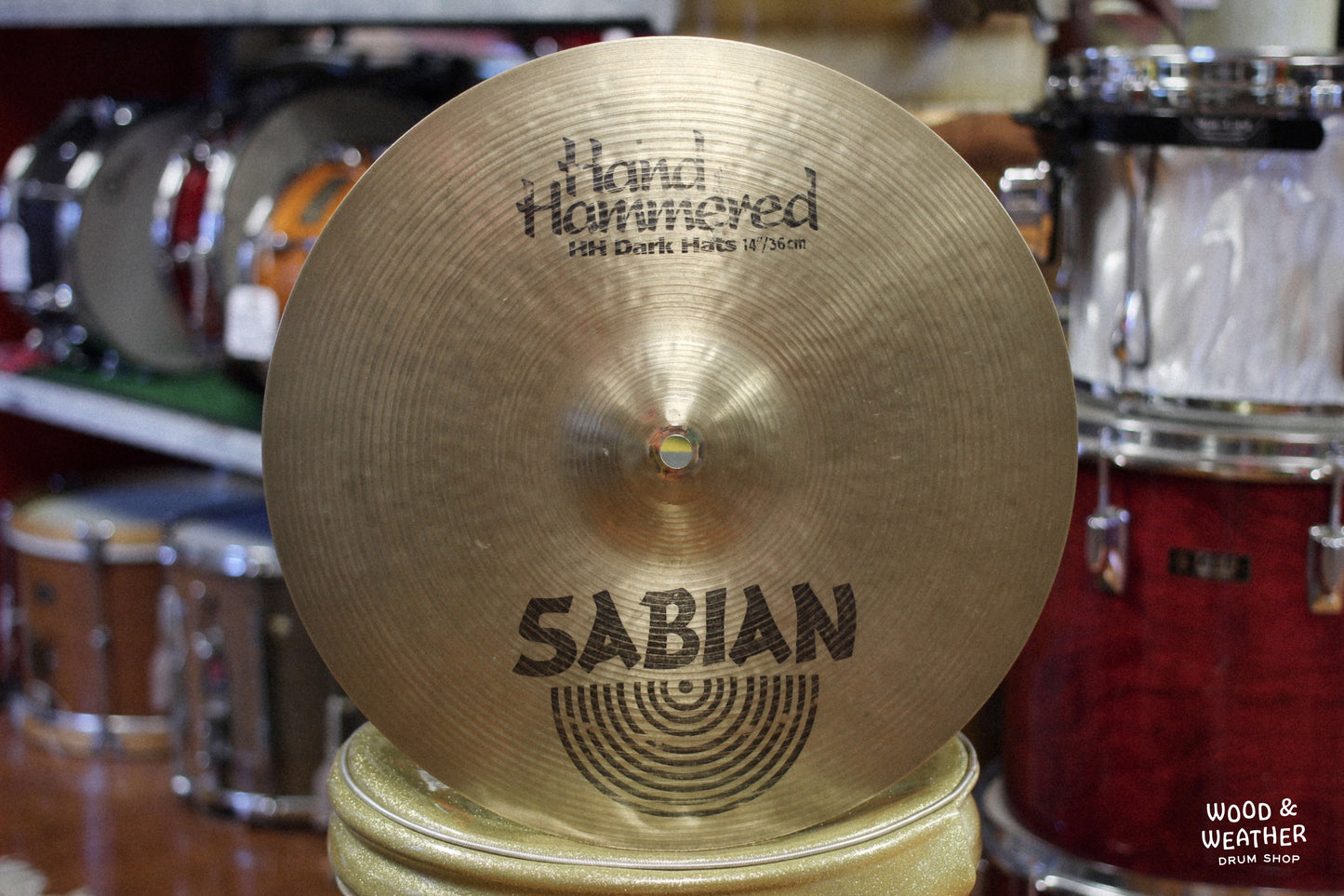 Used Sabian 14" Hand Hammered HH Dark Top Hi-Hat Cymbal 980g