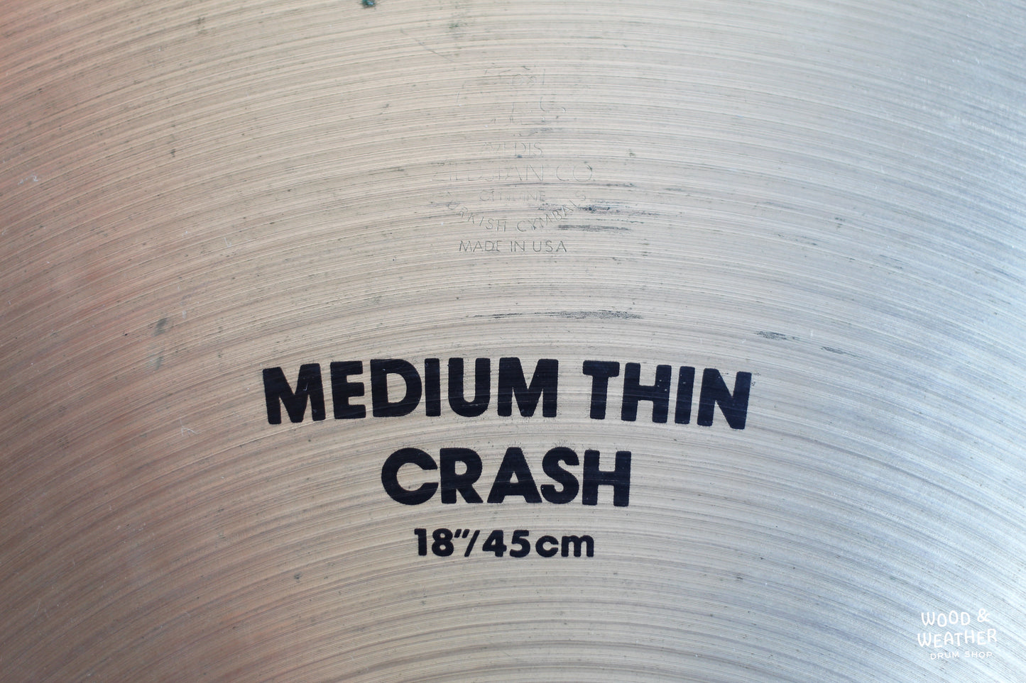 1980s A. Zildjian 18" "CO. Stamp" Medium Thin Crash Cymbal 1485g