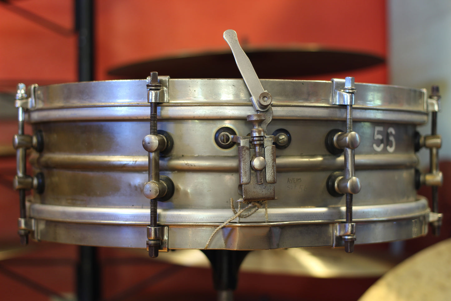 1930's Slingerland / Ayers Percussion 4"x14" Nickel over Brass Snare Drum
