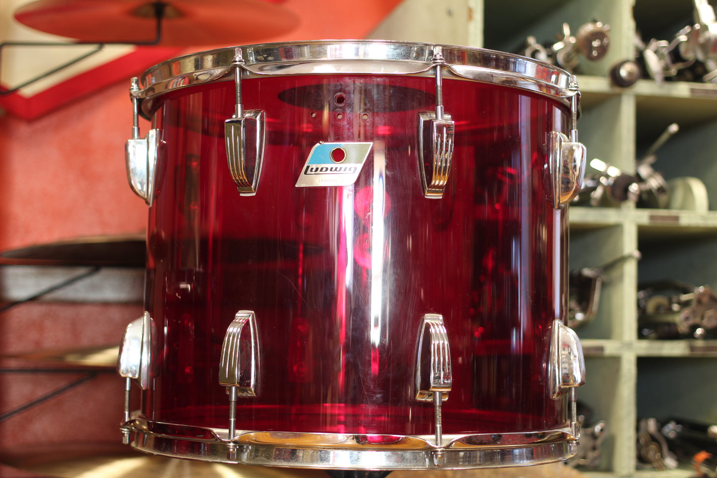 1970's Ludwig Vistalite 14x26 16x16 12x15 in Red Acrylic