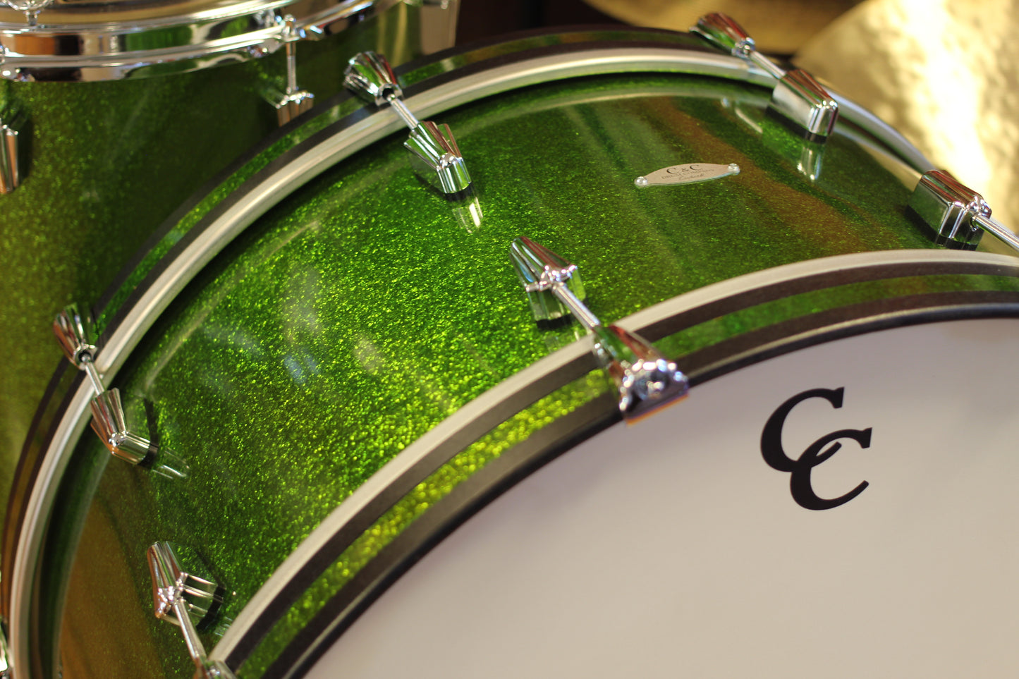 Used - C&C Drum Co. 12th & Vine in Kermit Green Sparkle 12x26 16x18 16x16 10x14