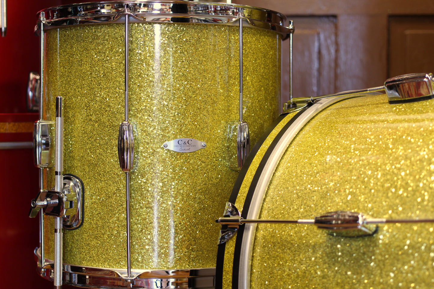 C&C Drum Company Player Date I Bop in Yellow Glass Glitter 12x20 14x14 8x12