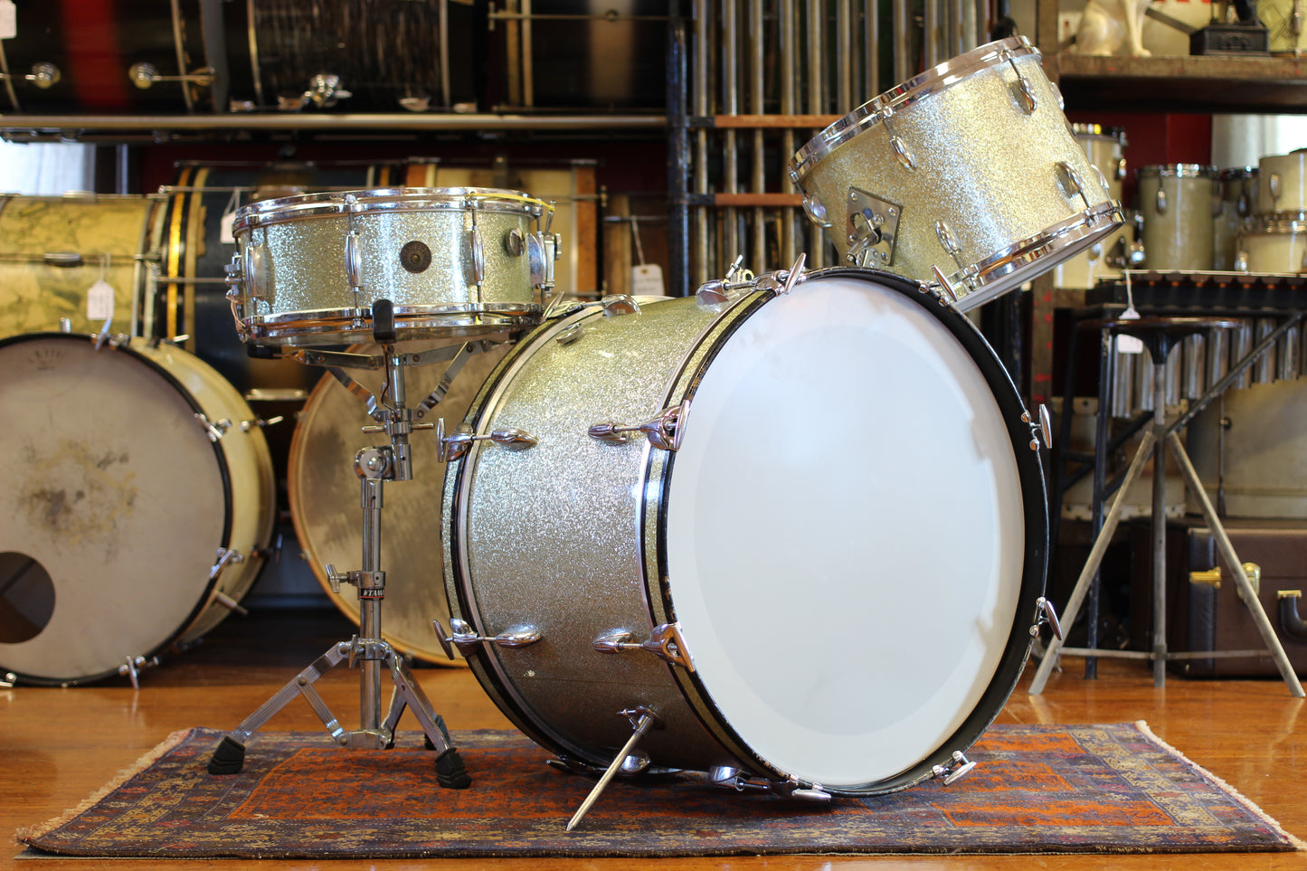 1960's Gretsch 'One Nighter Plus' in Silver Sparkle Pearl 14x22 9x13 5.5x14