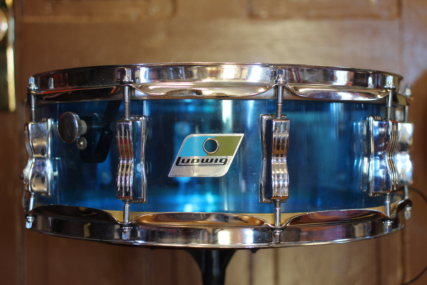 1970's Ludwig Blue Vistalite Snare Drum 5"x14" Serial #1050729