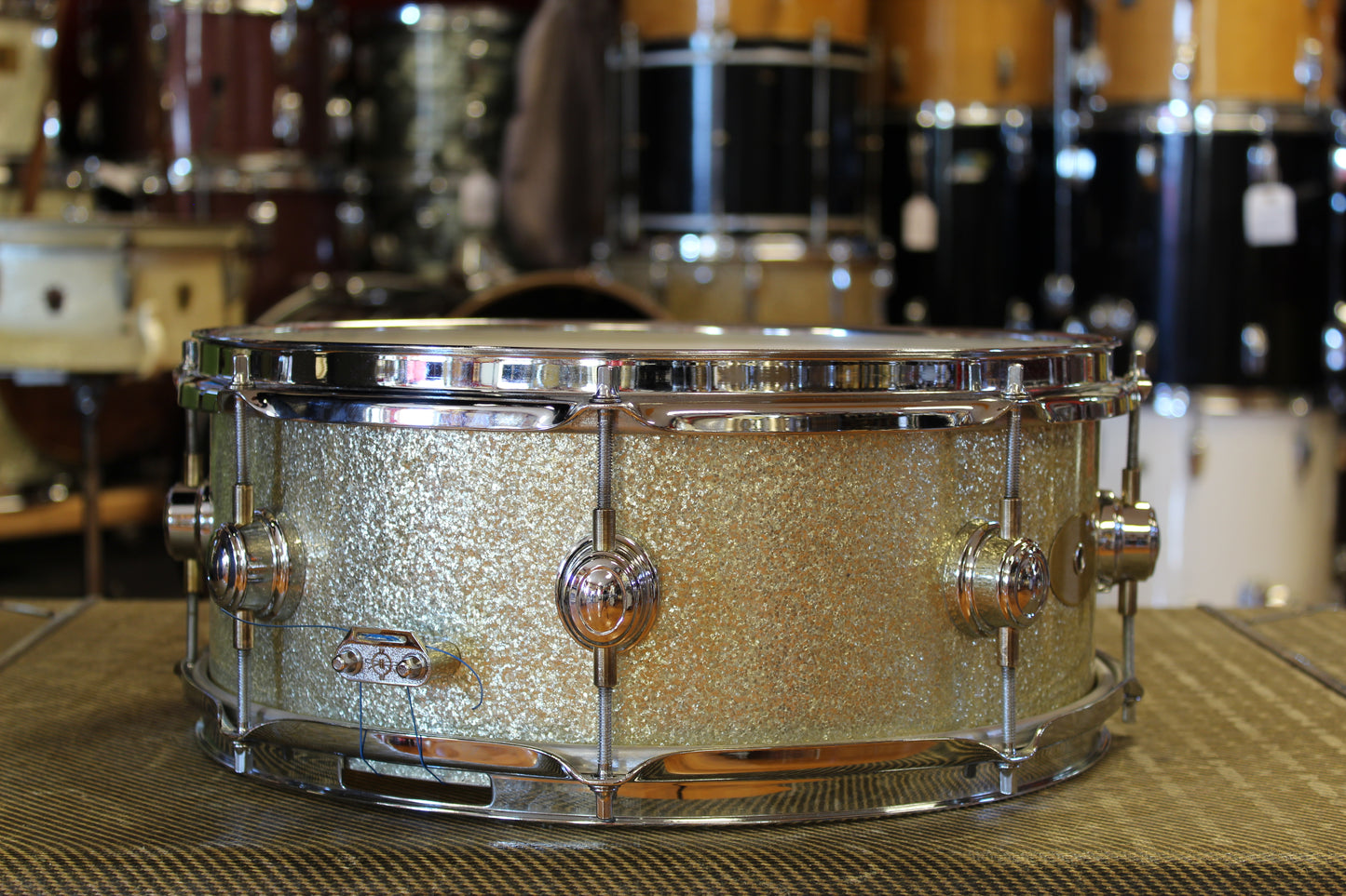 00's Montineri Custom Drums Maple/Poplar/Maple in Aged Silver Sparkle 14x24 16x16 9x13 5.5x14