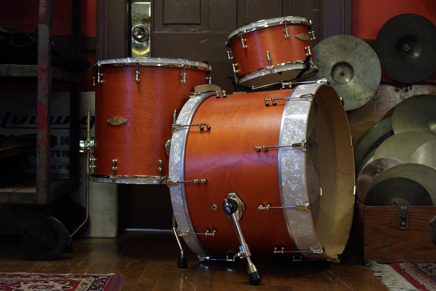 Used SJC Custom Drums Birdseye Maple Kit 14x22 16x16 7x12