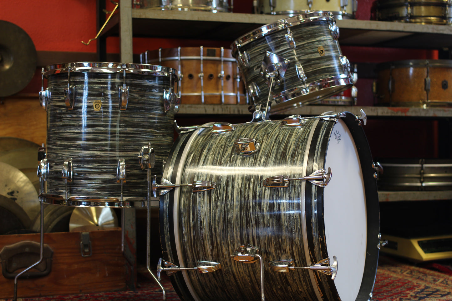 1967 Ludwig Downbeat in Oyster Blue Pearl 14x20 14x14 8x12