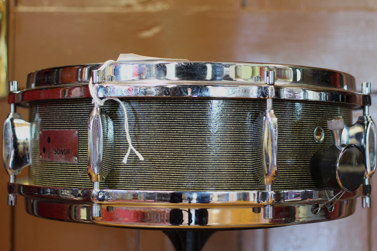 1960's Sonor 5"x14" Snare Drum in Black & Silver Striped Glitter