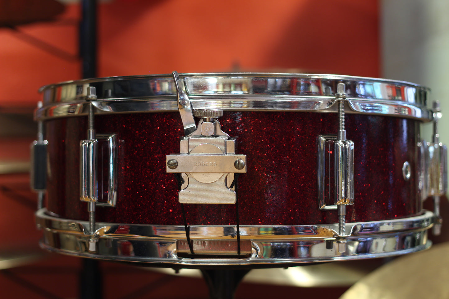 1960's Rogers Luxor Snare Drum 5"x14" in Red Sparkle