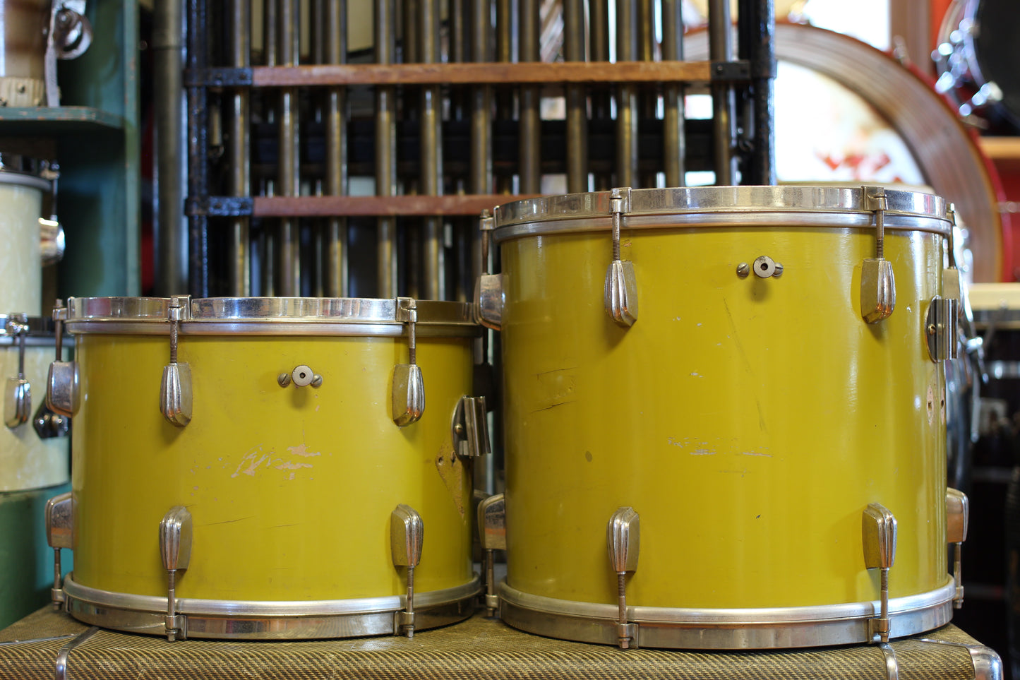 1940's Slingerland Radioking in Mustard Yellow Lacquer 14x20 16x16 12x14 9x13