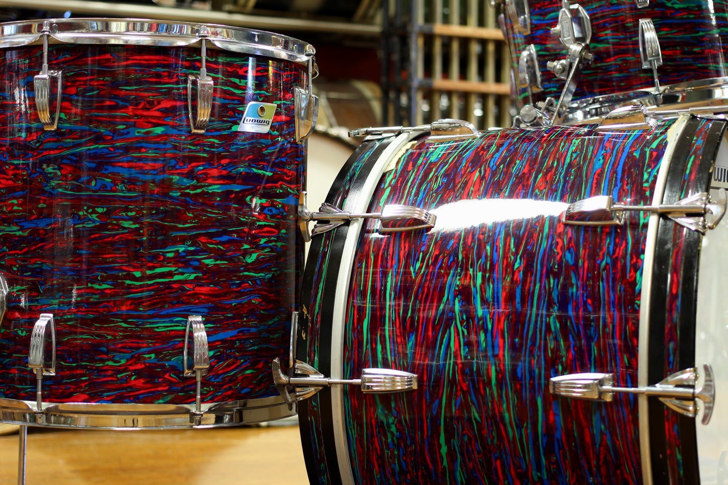 1976 Ludwig Super Classic in Psychedelic Red 14x22 16x16 9x13