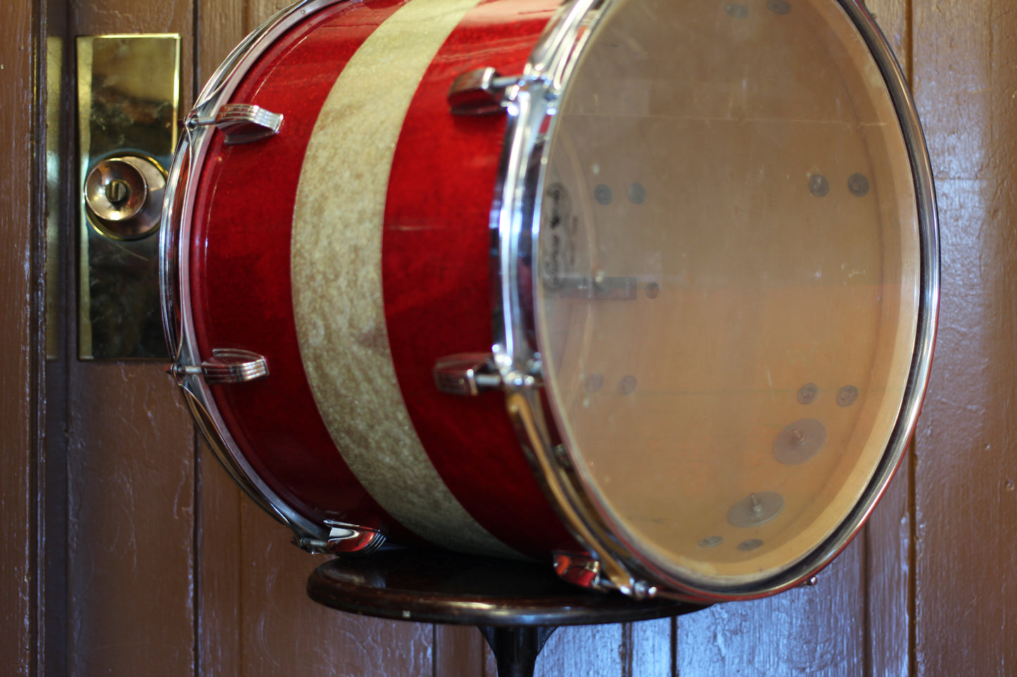 1968 Ludwig 12"x15" Tenor Drum in Red & Silver Sparkle Tri-Band