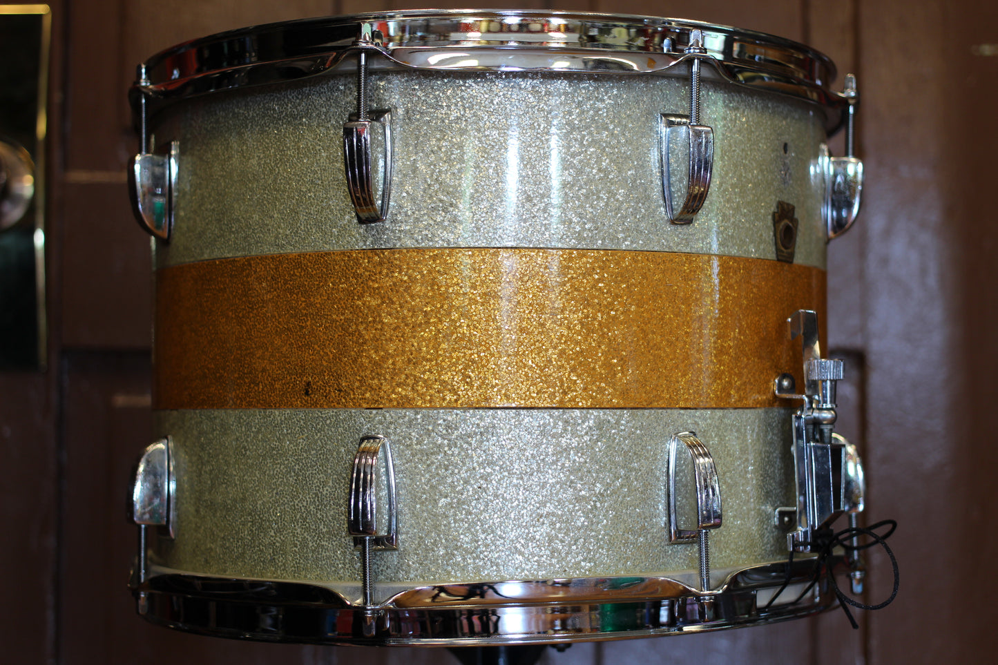 1969 Ludwig 10"x14" Marching Snare in Silver & Gold Sparkle Tri Band