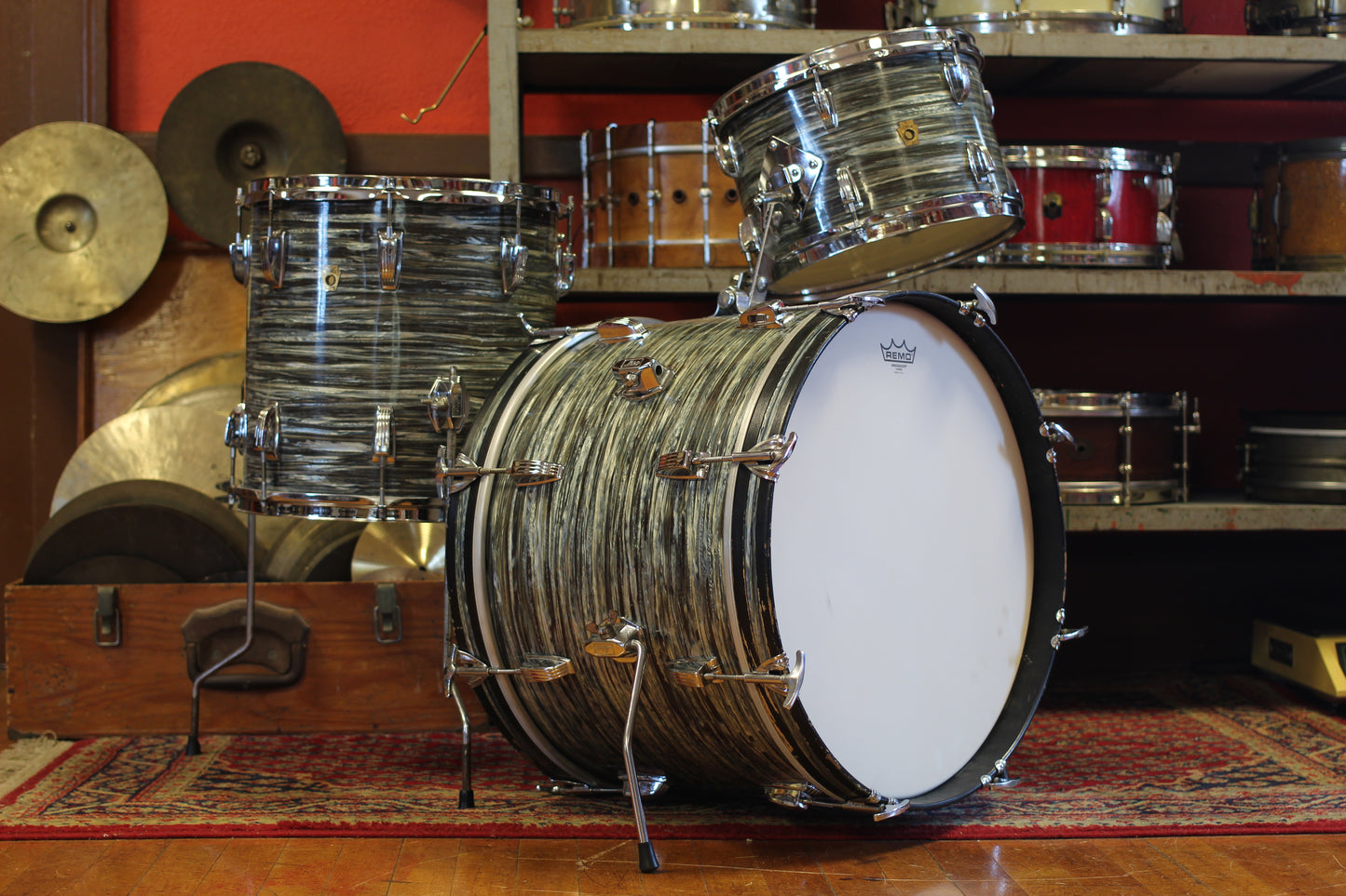 1967 Ludwig Downbeat in Oyster Blue Pearl 14x20 14x14 8x12