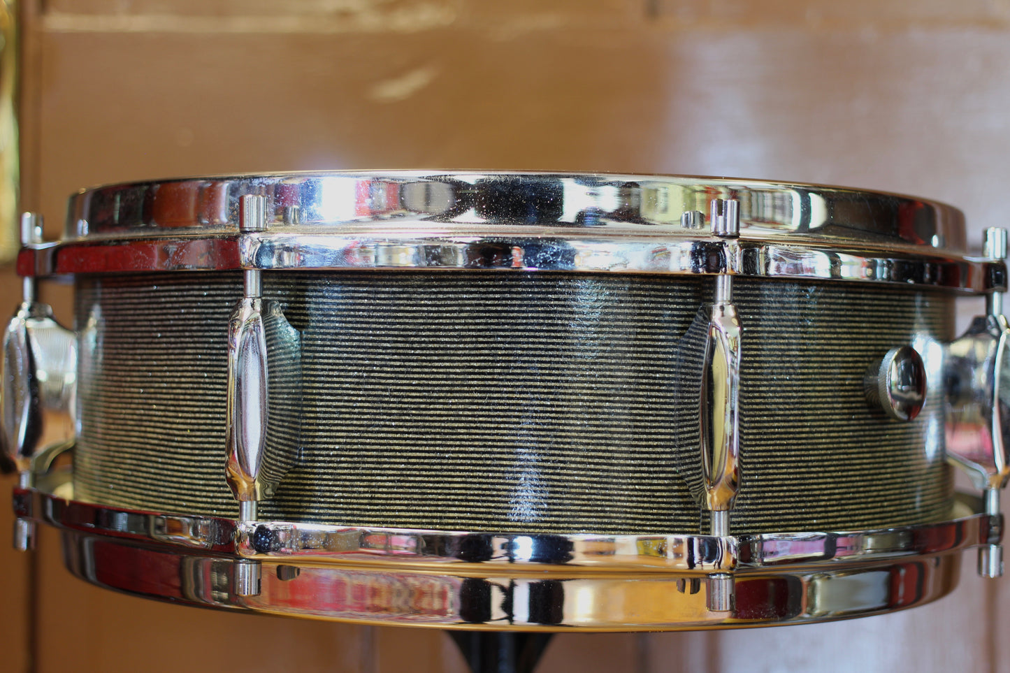 1960's Sonor 5"x14" Snare Drum in Black & Silver Striped Glitter