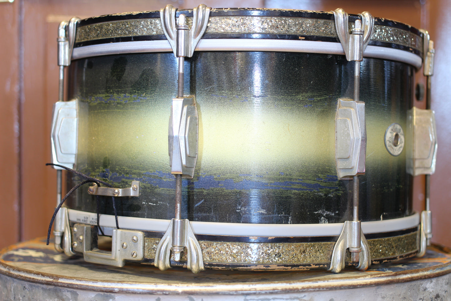 1939 Ludwig Standard Swing Model Snare Drum 7"x14" in Blue & Silver Duco