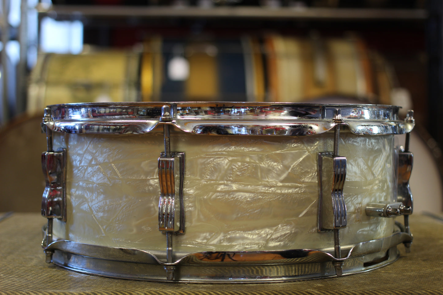 1966 Ludwig "Jazz Festival" Snare Drum 5"x14" in White Marine Pearl