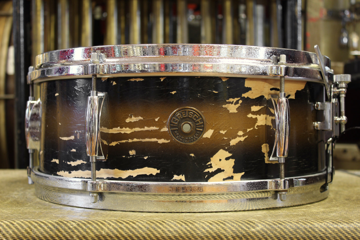 1960's Gretsch 5.5"x14" Dixieland Snare Drum in Black & Gold Duco