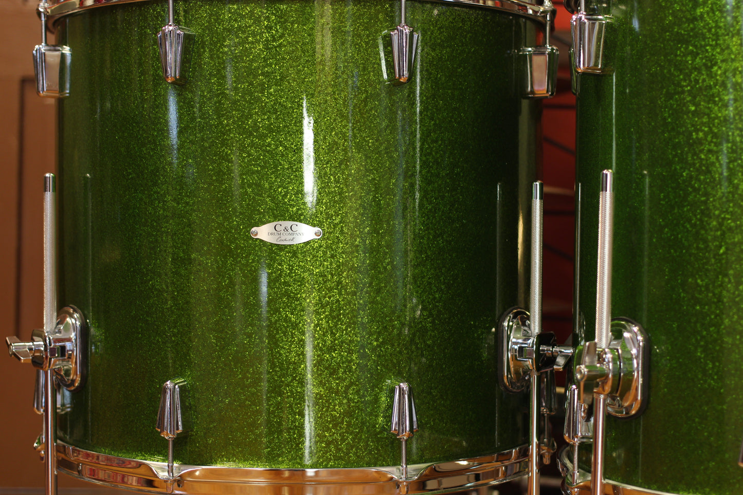 Used - C&C Drum Co. 12th & Vine in Kermit Green Sparkle 12x26 16x18 16x16 10x14