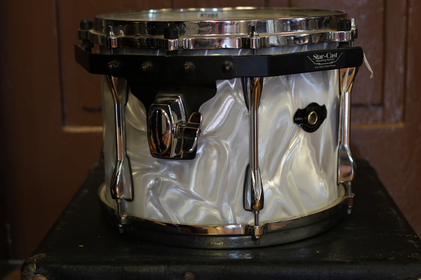 Used Tama Superstar Hyperdrive Kit in White Satin Flame 18x22 16x16 9x12